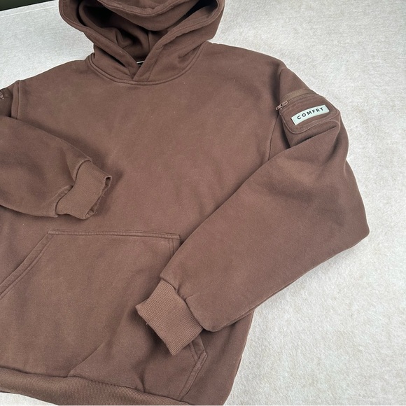 Comfrt Good Days Ahead Fleece Hoodie Soft Medium Unisex Brown - Picture 3 of 10